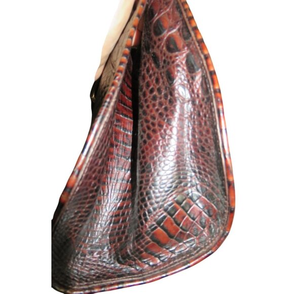 Brahmin Vintage Croc Embossed Pecan Melbourne Italian Leather Shoulder bag - Picture 8 of 14